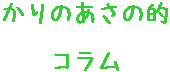 かりのあさの的コラム