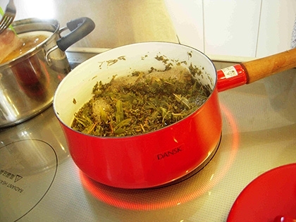 「ハーブティーを煮込む」